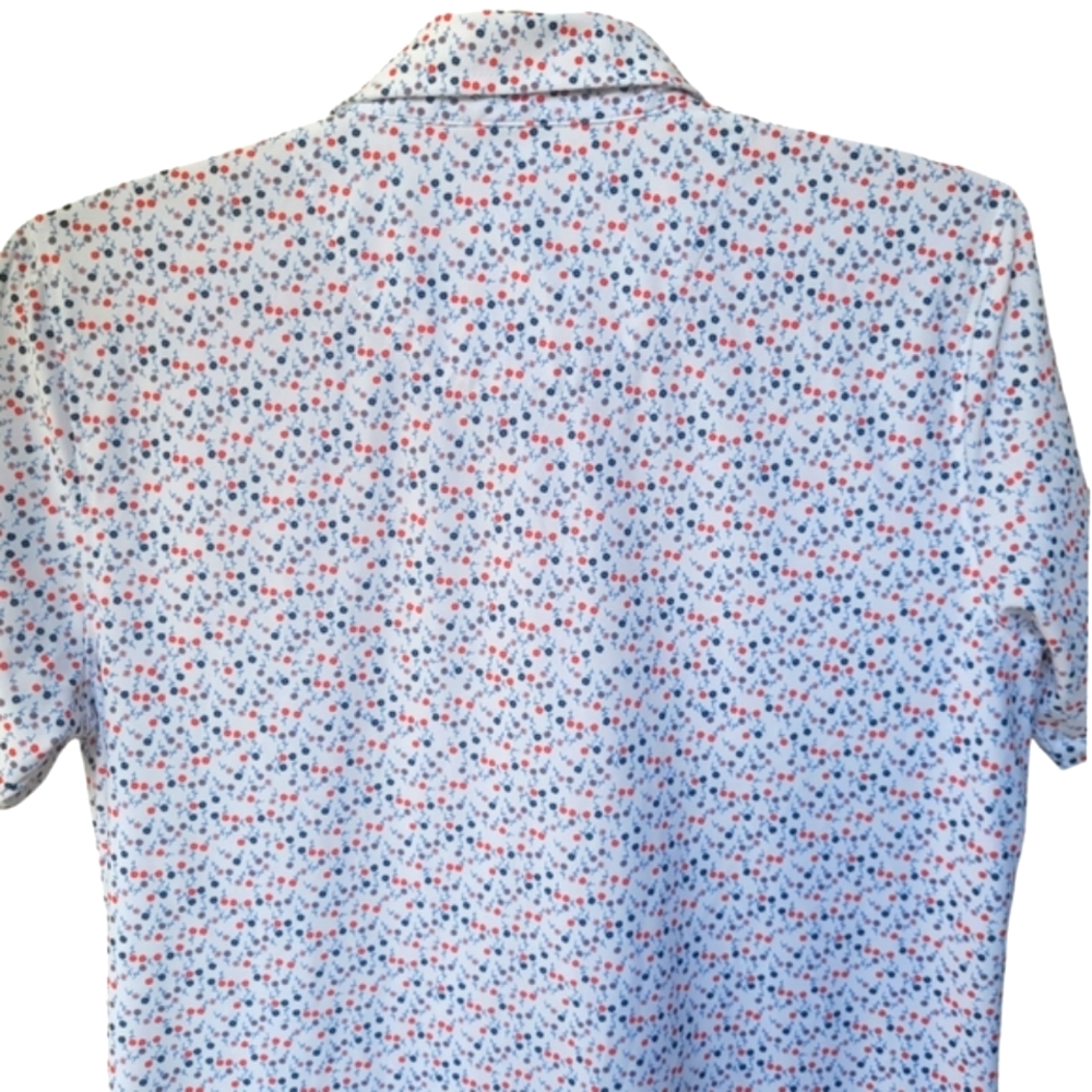 G/FORE Men's Polo Shirt - White with Red and Blue Pattern - Picture 7 of 16